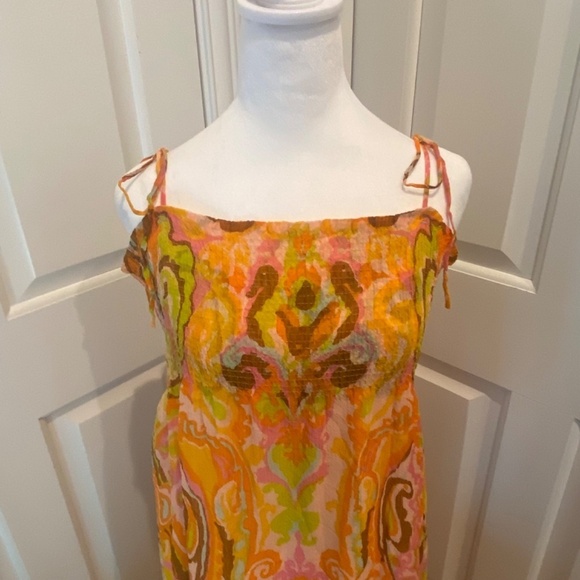 J. Crew Collection 100% silk colorful Tie Shoulder Dress 16585 - Picture 4 of 9